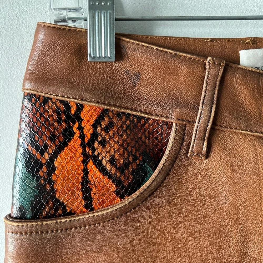 Golden Goose brown genuine leather slim leg pants - Picture 3 of 7